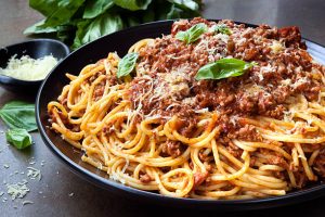 Spaghetti Bolognese with Garlic Bread